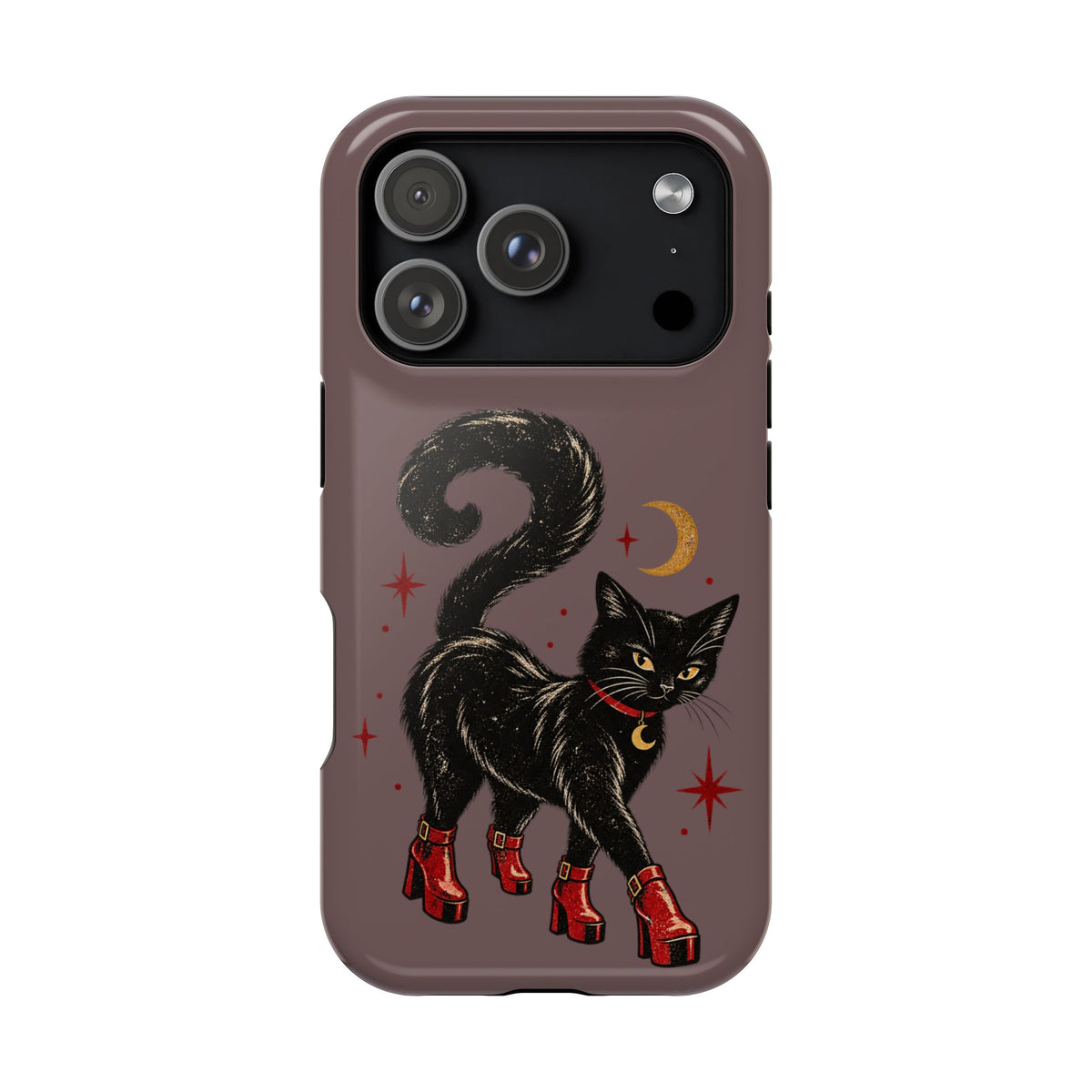 Black Cat in Red Boots MagSafe Phone Case, alternate view