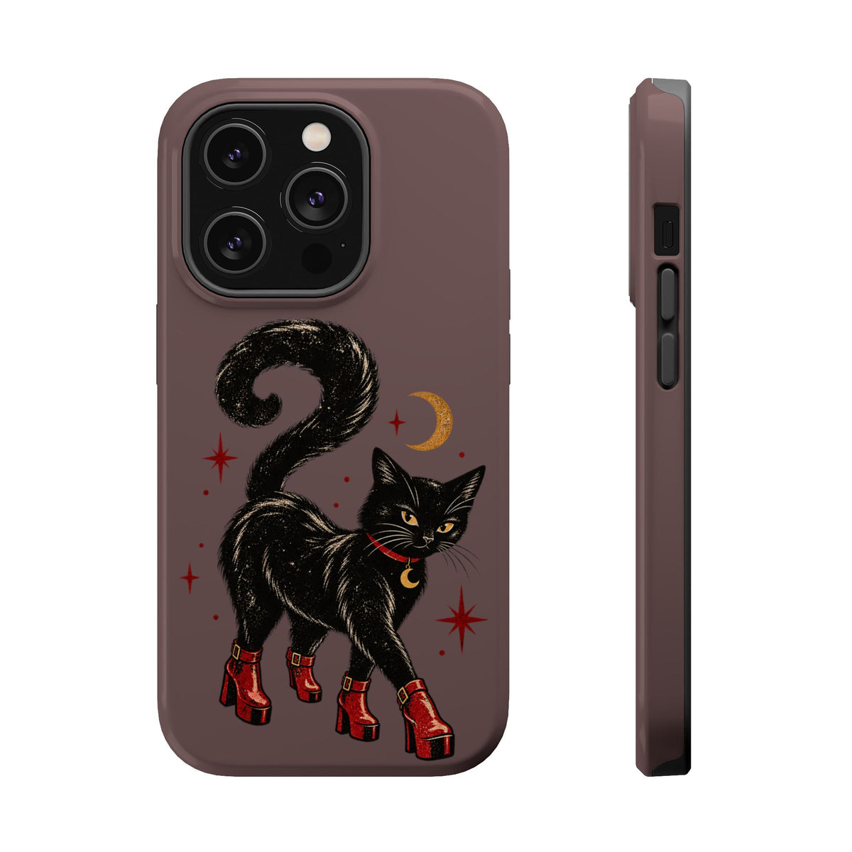 Black Cat in Red Boots MagSafe Phone Case, alternate view