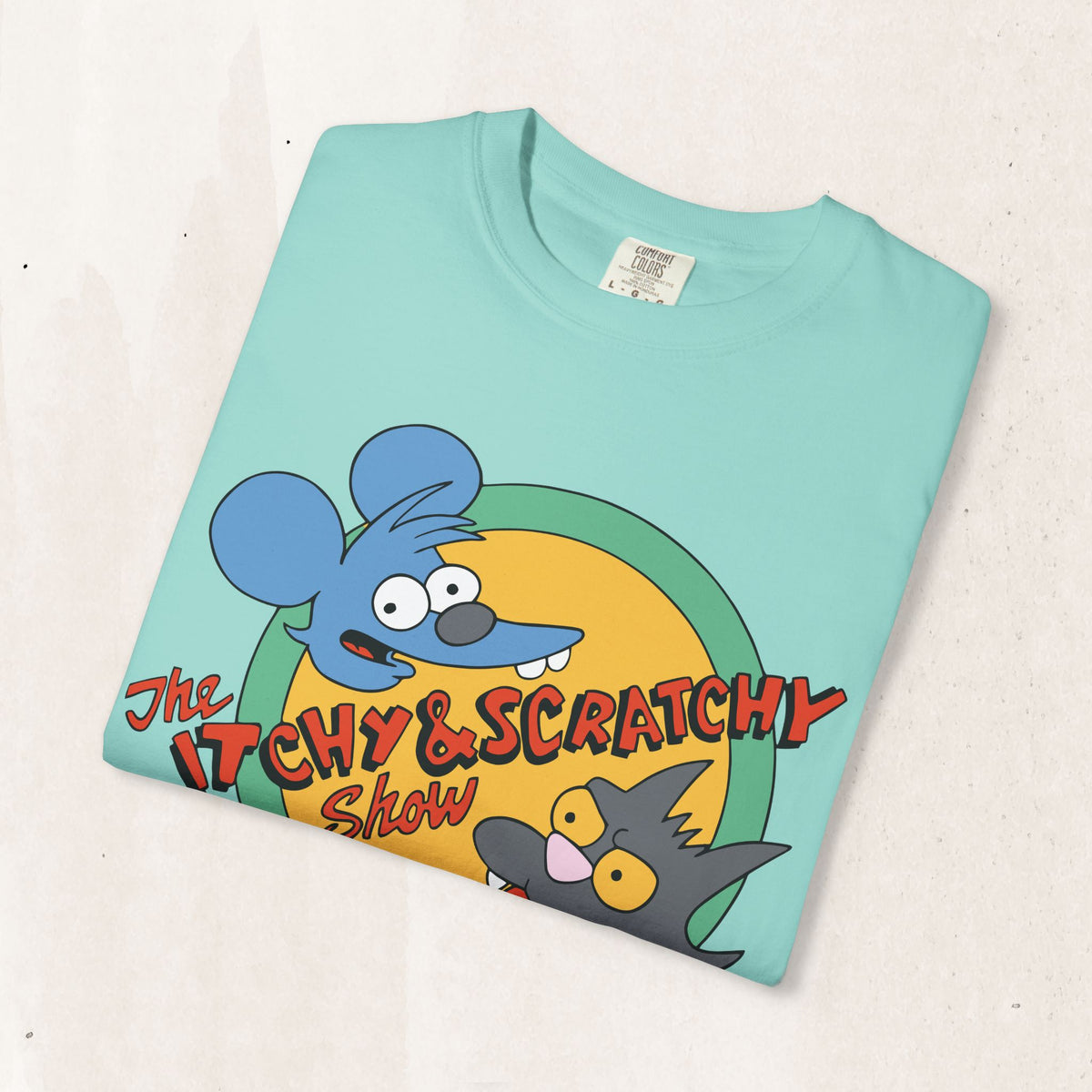 The Itchy & Scratchy Show Cartoon T-Shirt in Navy, alternate view