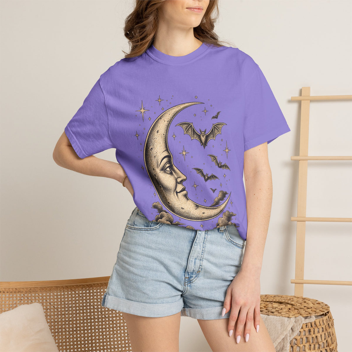 Crescent Moon & Bats Tee