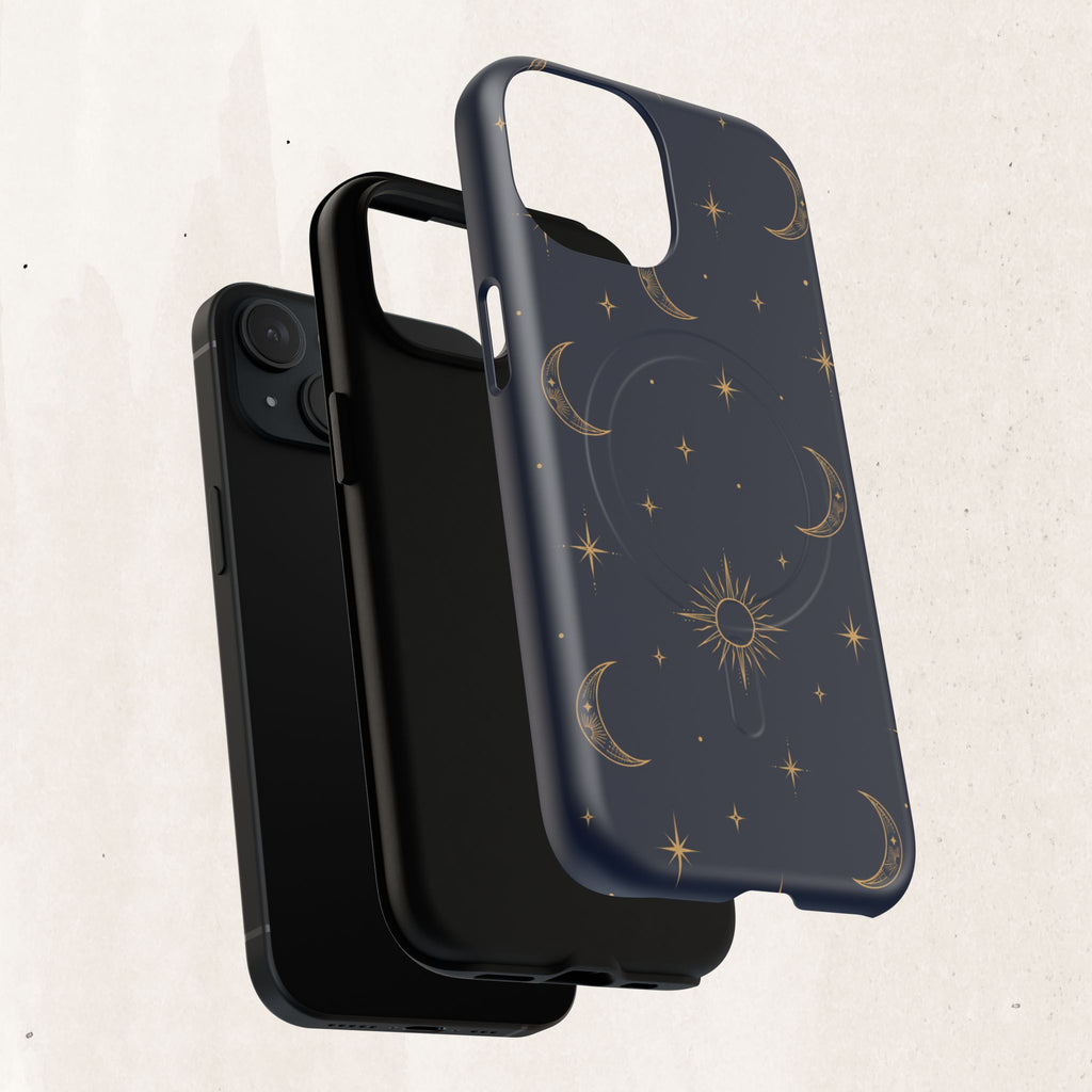 Magnetic Phone Case — Celestial Moon & Stars Tough Protective Cover