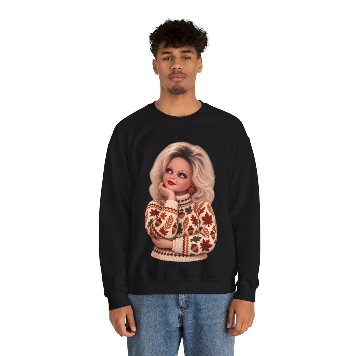 Bride of Chucky Thanksgiving horror crewneck sweatshirt in black