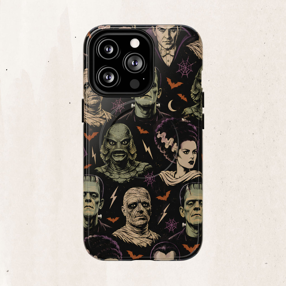 Monster Mash Magnetic Phone Case — Retro Classic Horror Collage