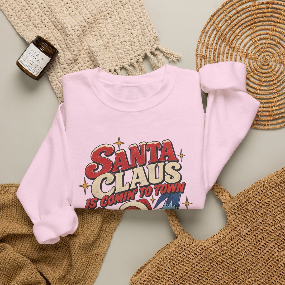 Santa Claus Is Comin' to Town Christmas Crewneck Sweatshirt