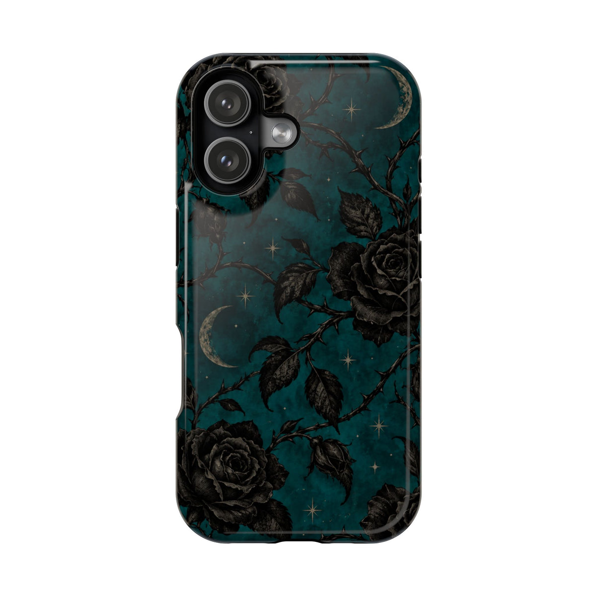 Teal Moon & Black Rose Magnetic Phone Case, alternate view