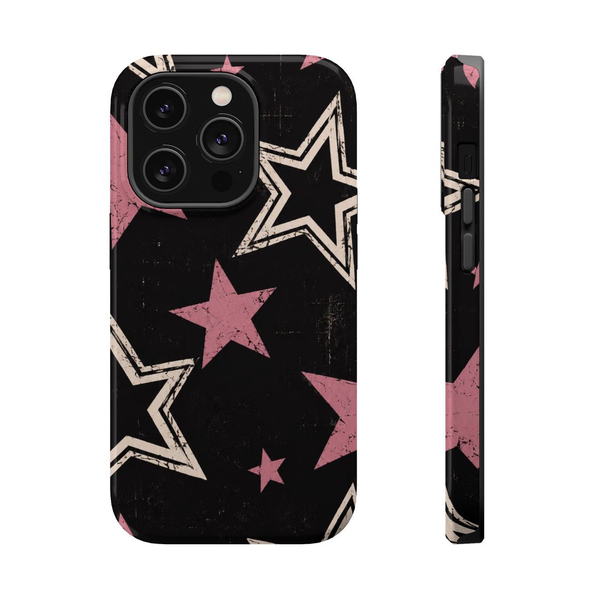 Pink Retro Stars Magnetic Phone Case, alternate view