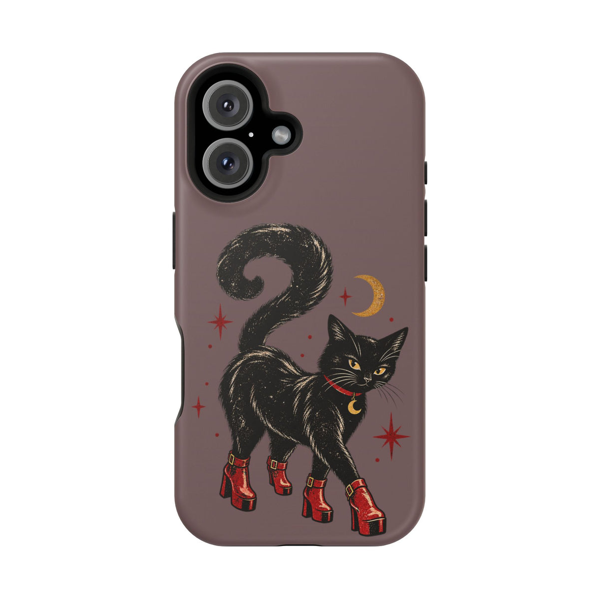 Black Cat in Red Boots MagSafe Phone Case, alternate view