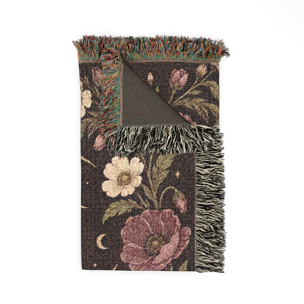 Celestial Moon and Floral Woven Blanket Printify