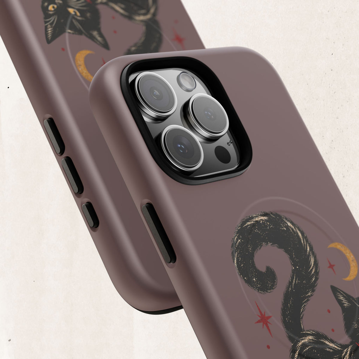 Magnetic Phone Case — Black Cat in Red Boots Design