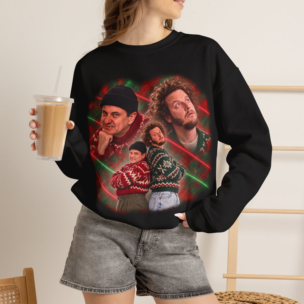 Harry and Marv Home Alone 80s glamour portrait Christmas sweatshirt