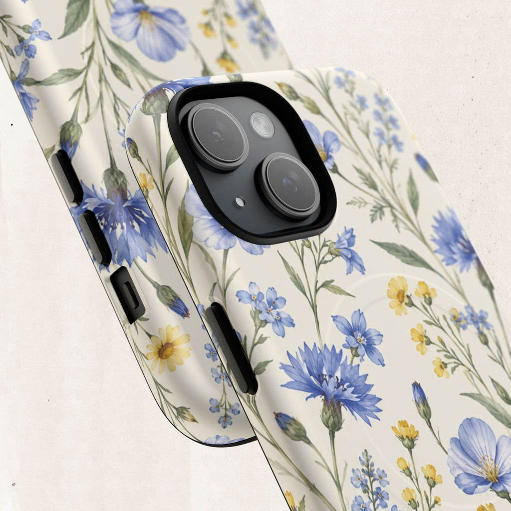 Floral Blue Cornflower  Magnetic Phone Case