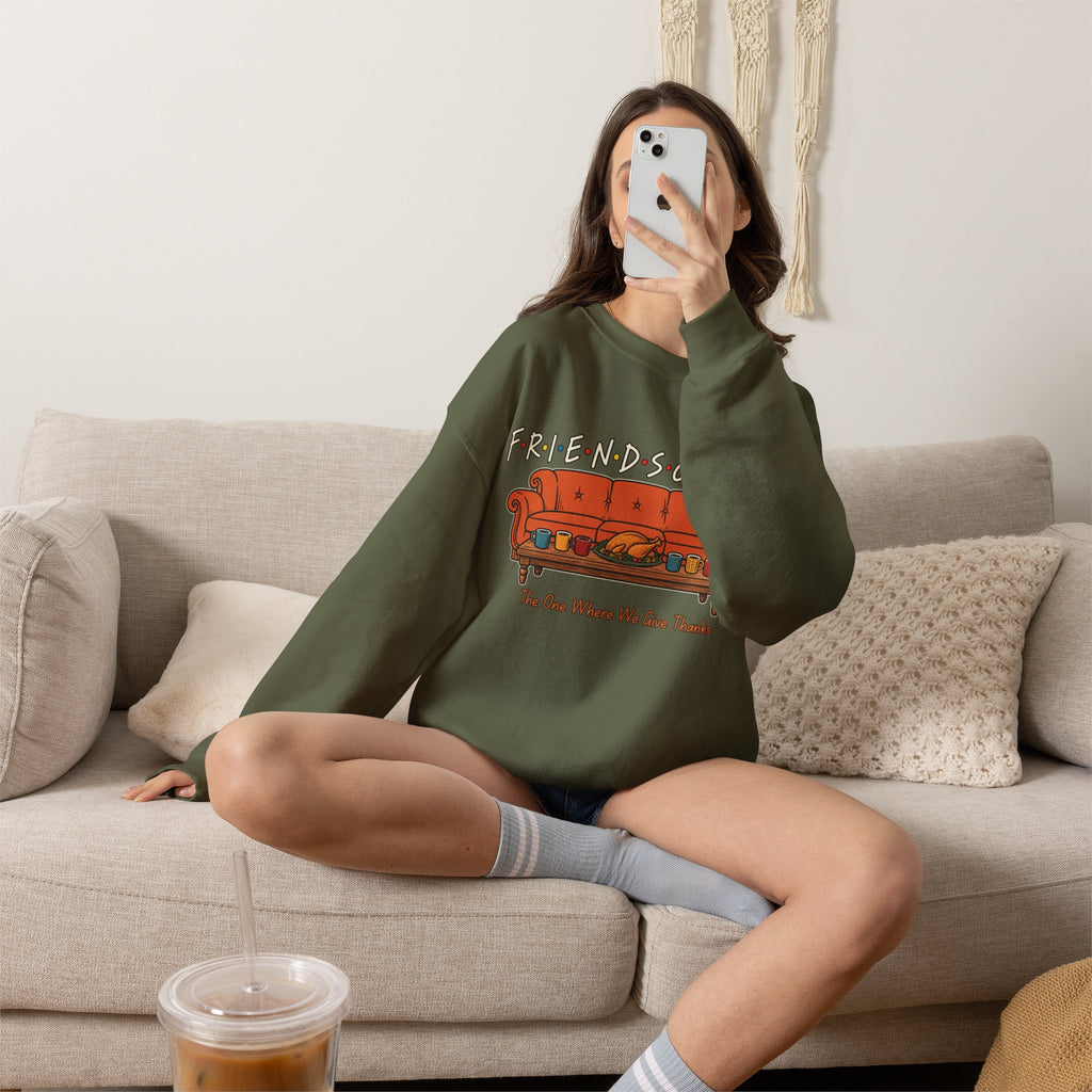 Friendsgiving: The One Where We Give Thanks Crewneck Sweatshirt Printify