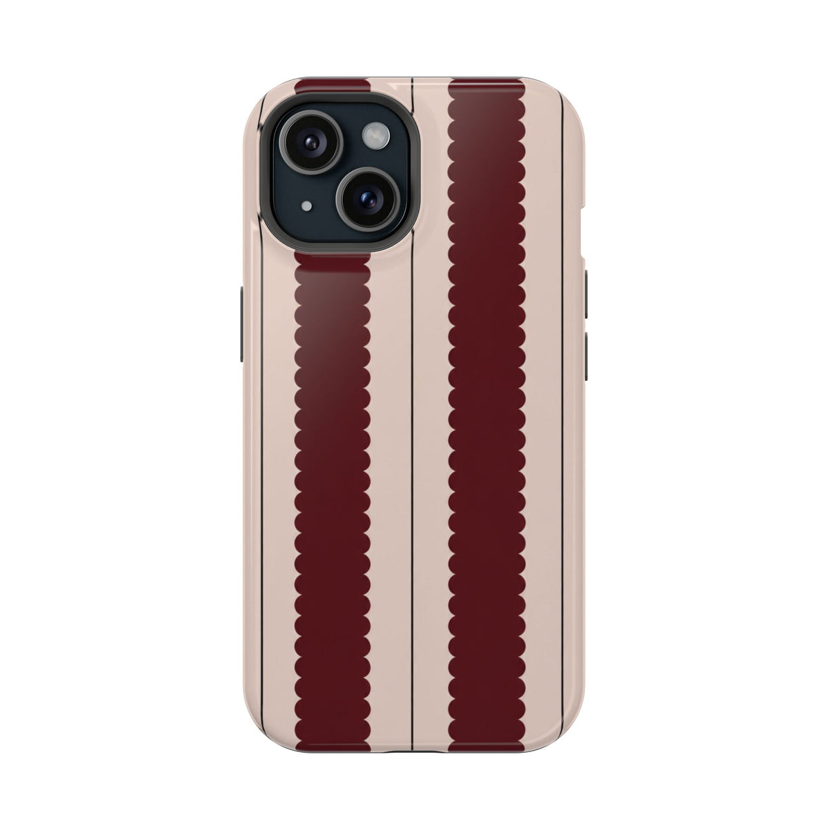 Burgundy Scallop Stripe Magnetic Phone Case, alternate view