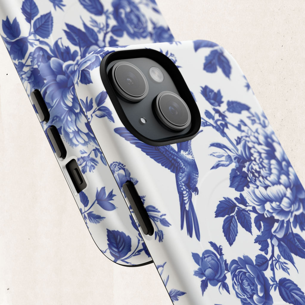 Blue Floral Bird Tough Magnetic Phone Case
