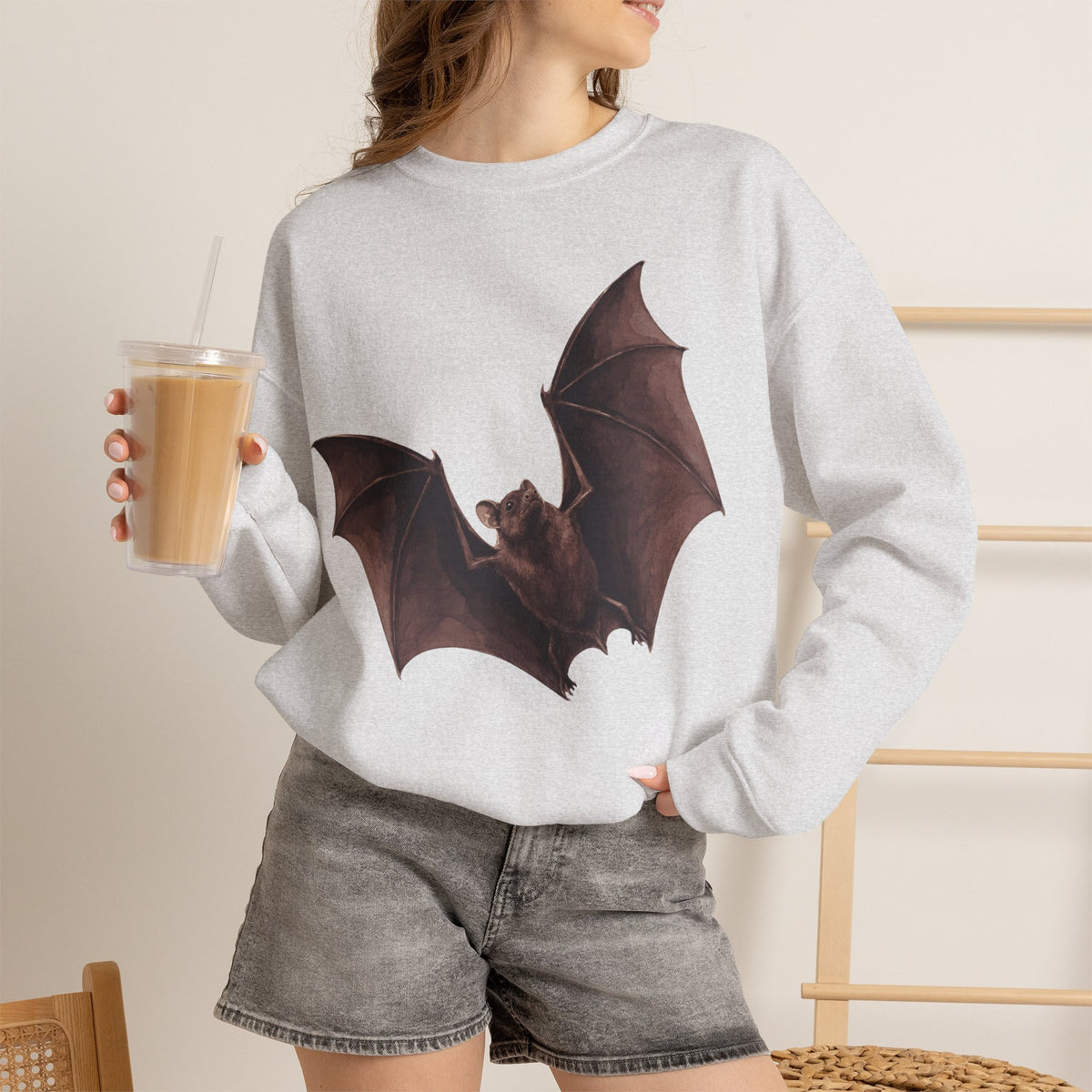 Flying Bat Graphic Crewneck Sweatshirt