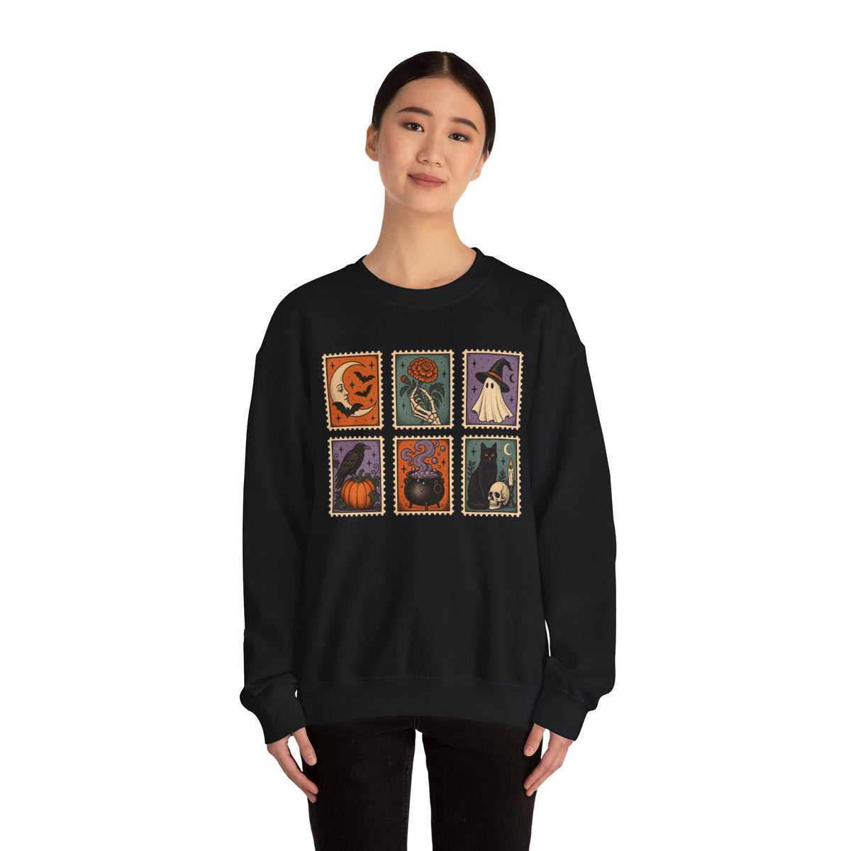 Vintage Spooky Stamp Panel Sweatshirt