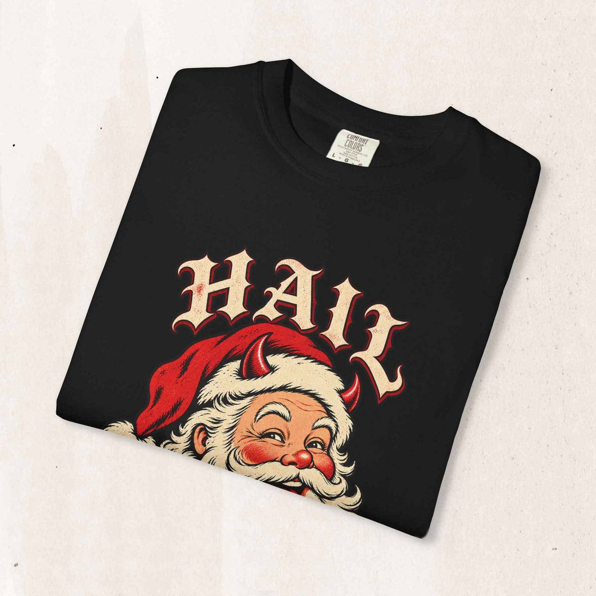 Hail Santa Vintage Graphic Tee in Black, alternate view