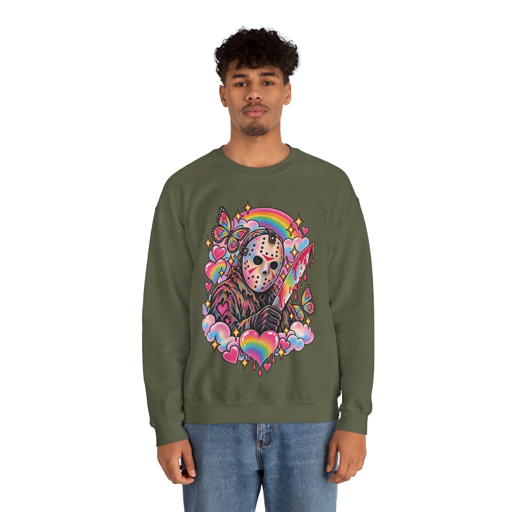 Jason Mask Rainbow Horror Crewneck Sweatshirt