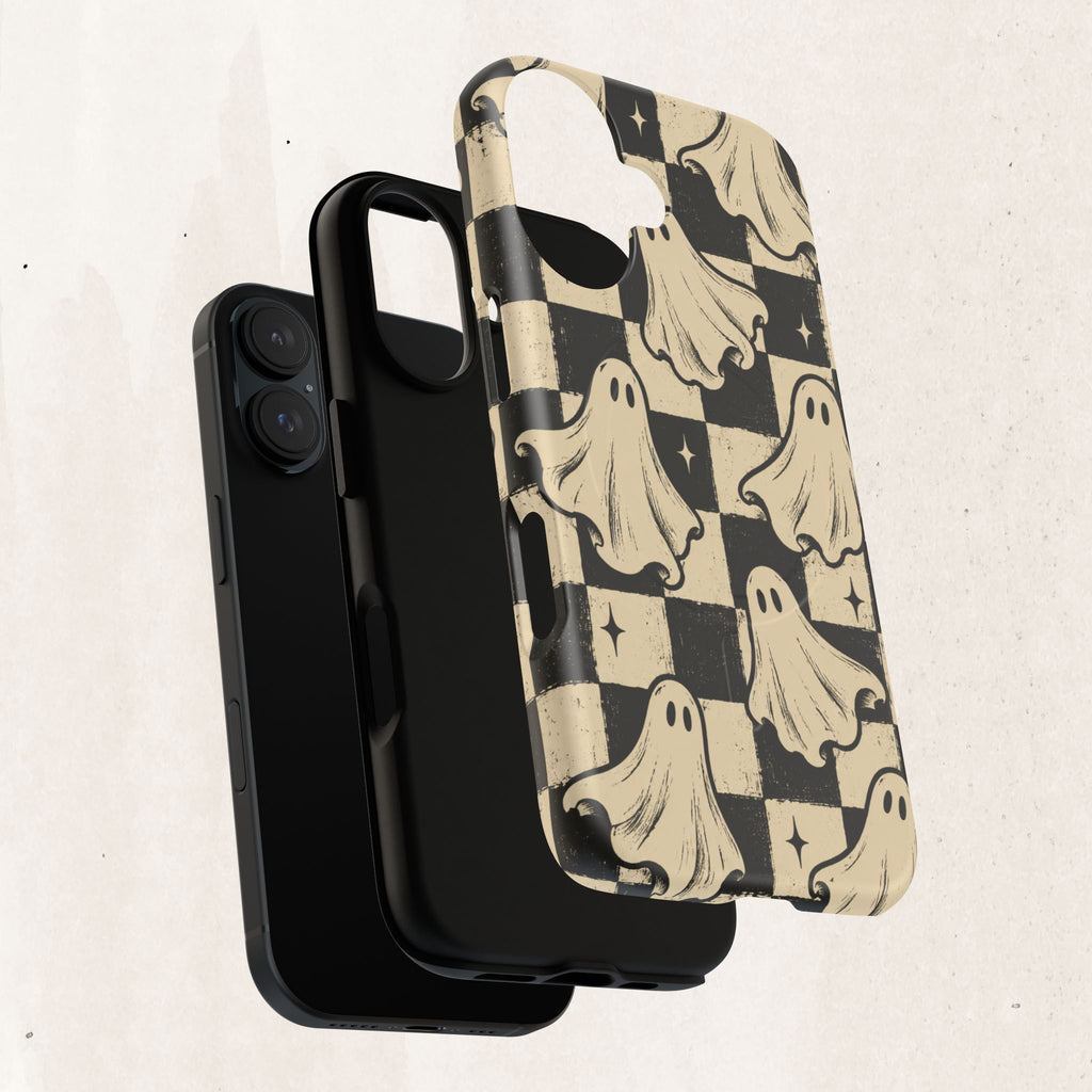 Ghost Checker Tough Magnetic Phone Case — Retro Spooky iPhone Cover Printify