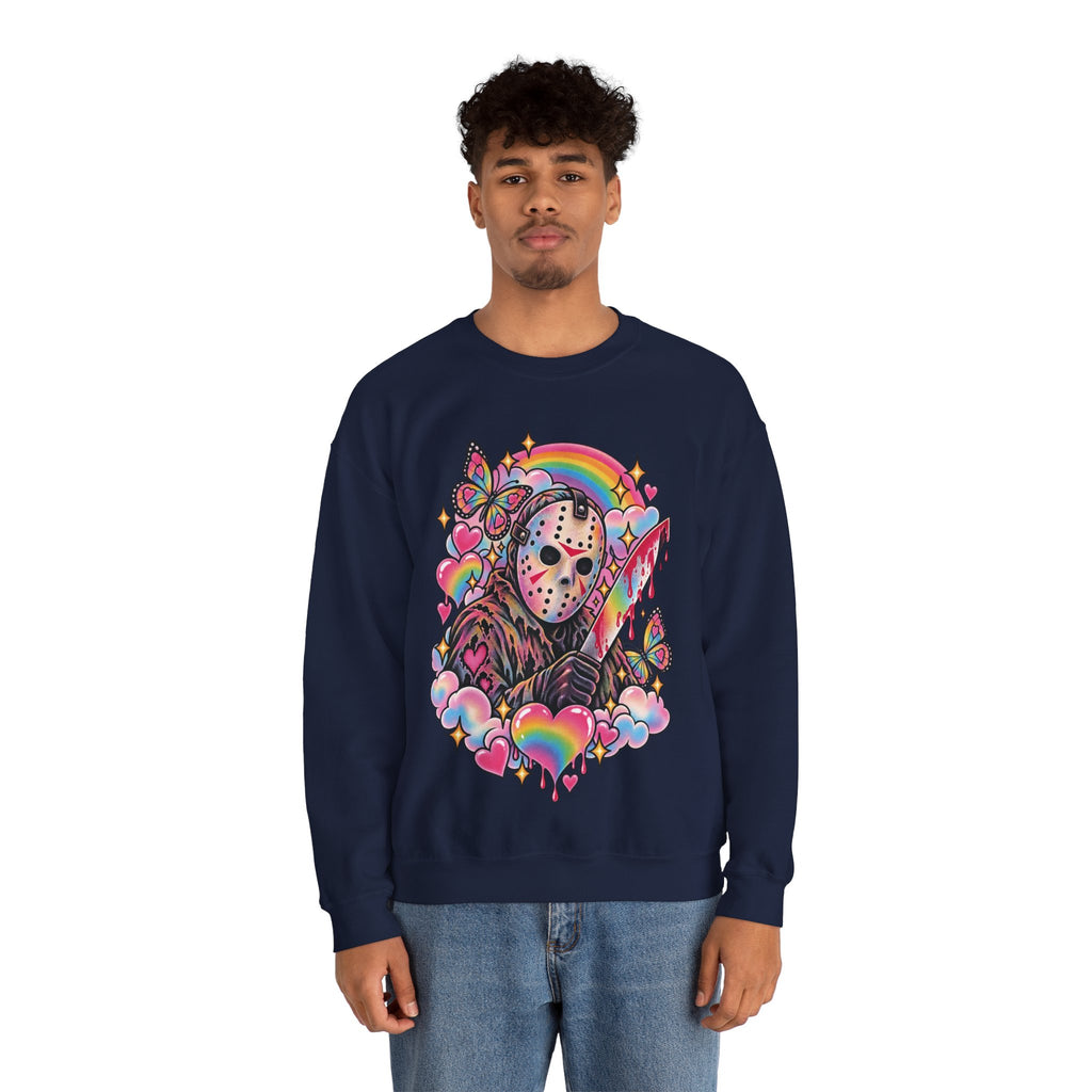 Jason Mask Rainbow Horror Crewneck Sweatshirt