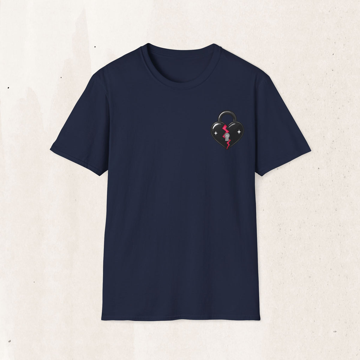 Broken Heart Lock Graphic Tee in Navy, alternate view