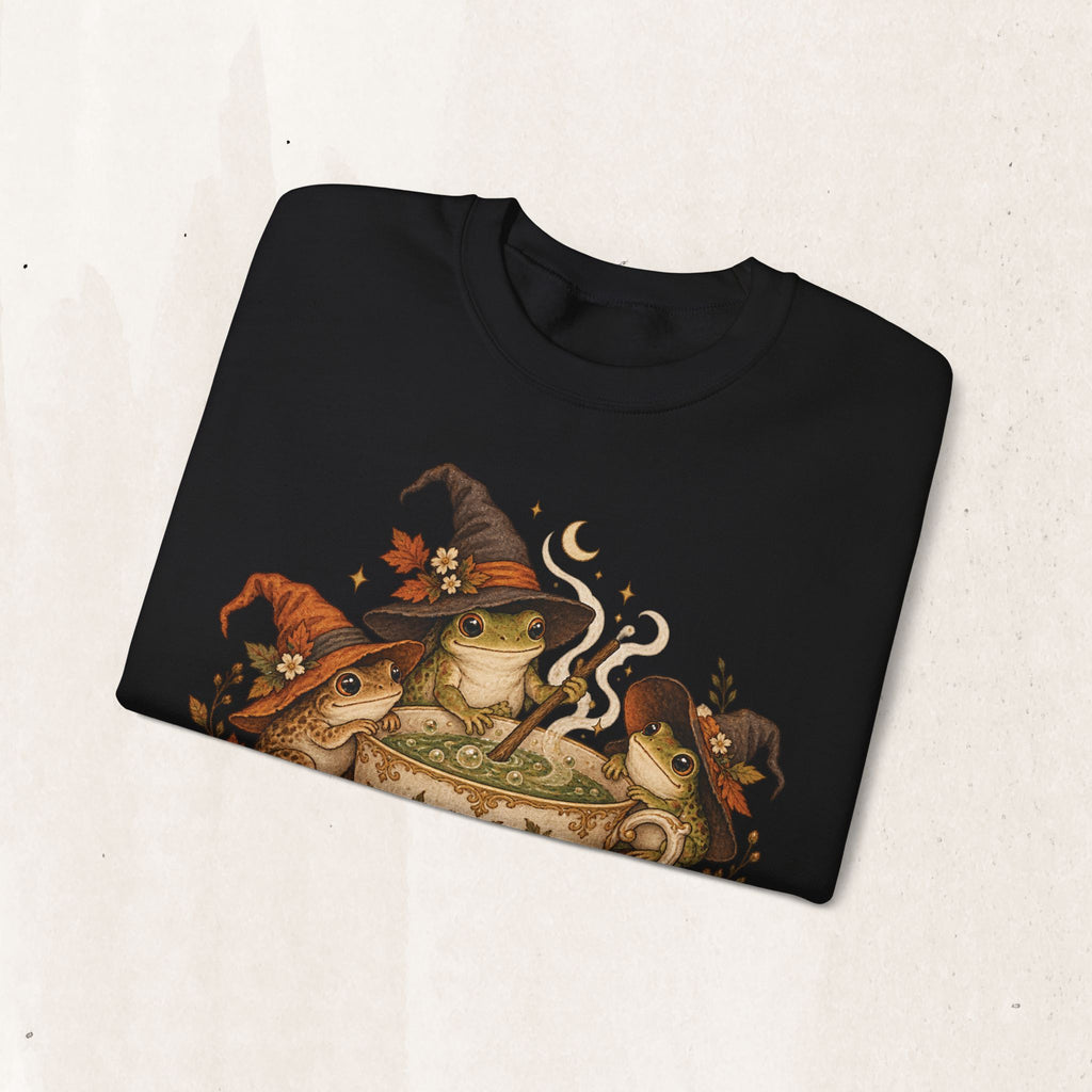 Cozy Witch Frog Tea Crewneck Sweatshirt