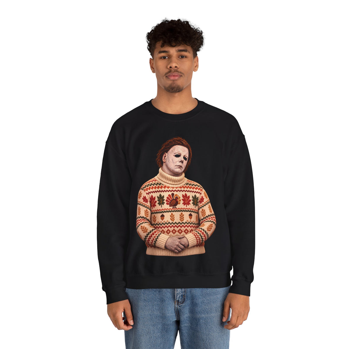 Michael Myers Thanksgiving horror crewneck sweatshirt in black