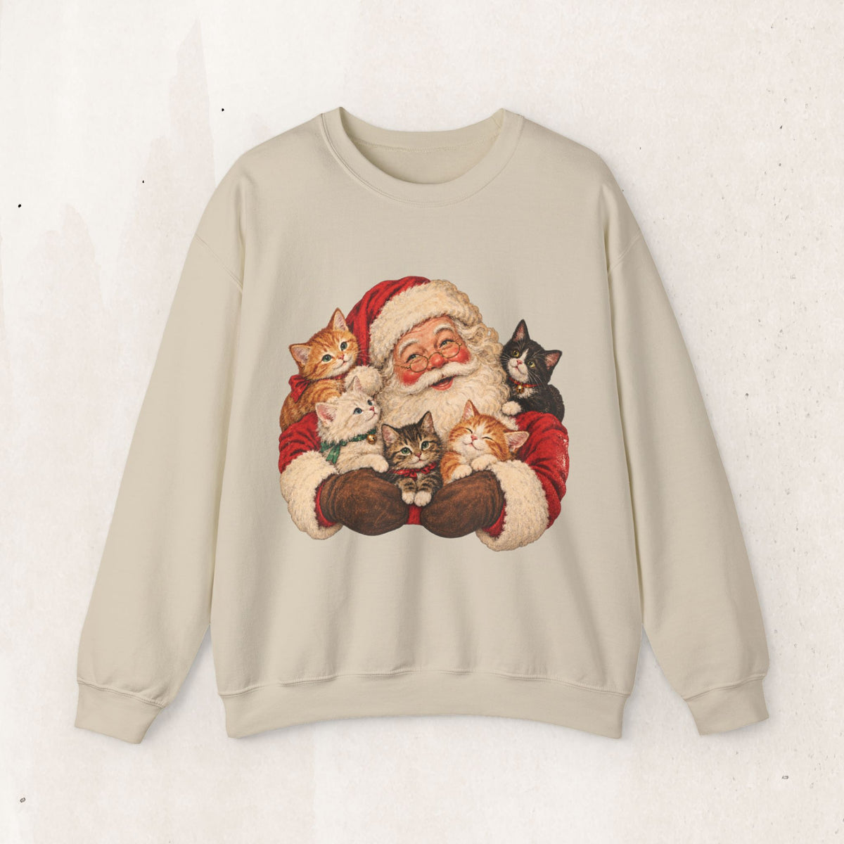 Santa and cats Christmas crewneck sweatshirt