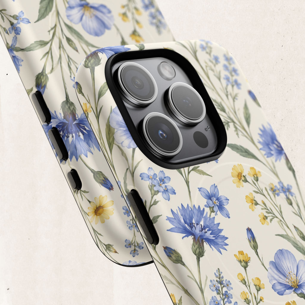 Floral Blue Cornflower  Magnetic Phone Case