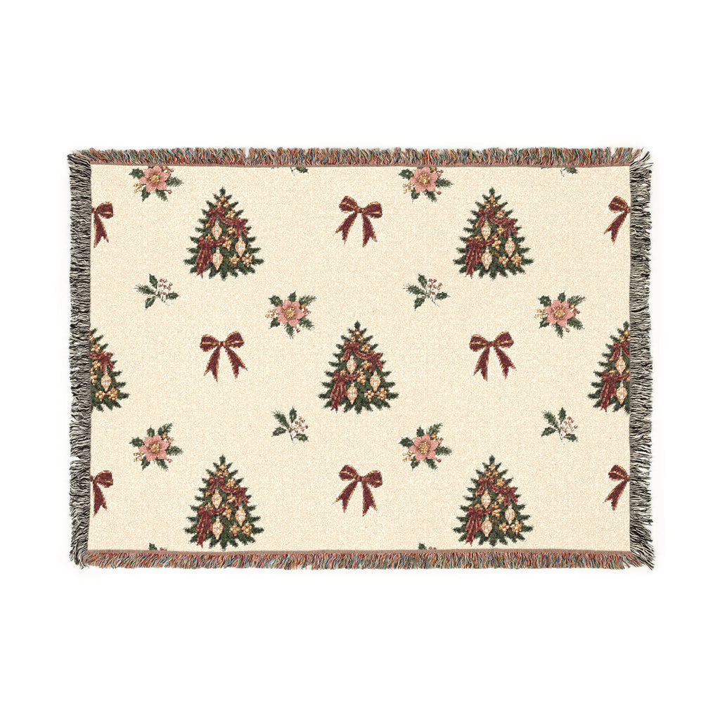 Vintage Christmas Tree Woven Blanket Printify