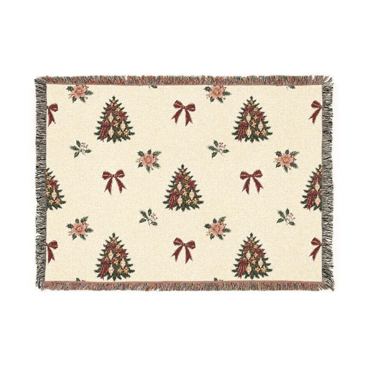 Vintage Christmas Tree Woven Blanket Printify