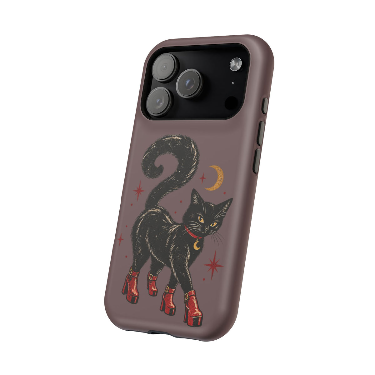 Black Cat in Red Boots MagSafe Phone Case, alternate view
