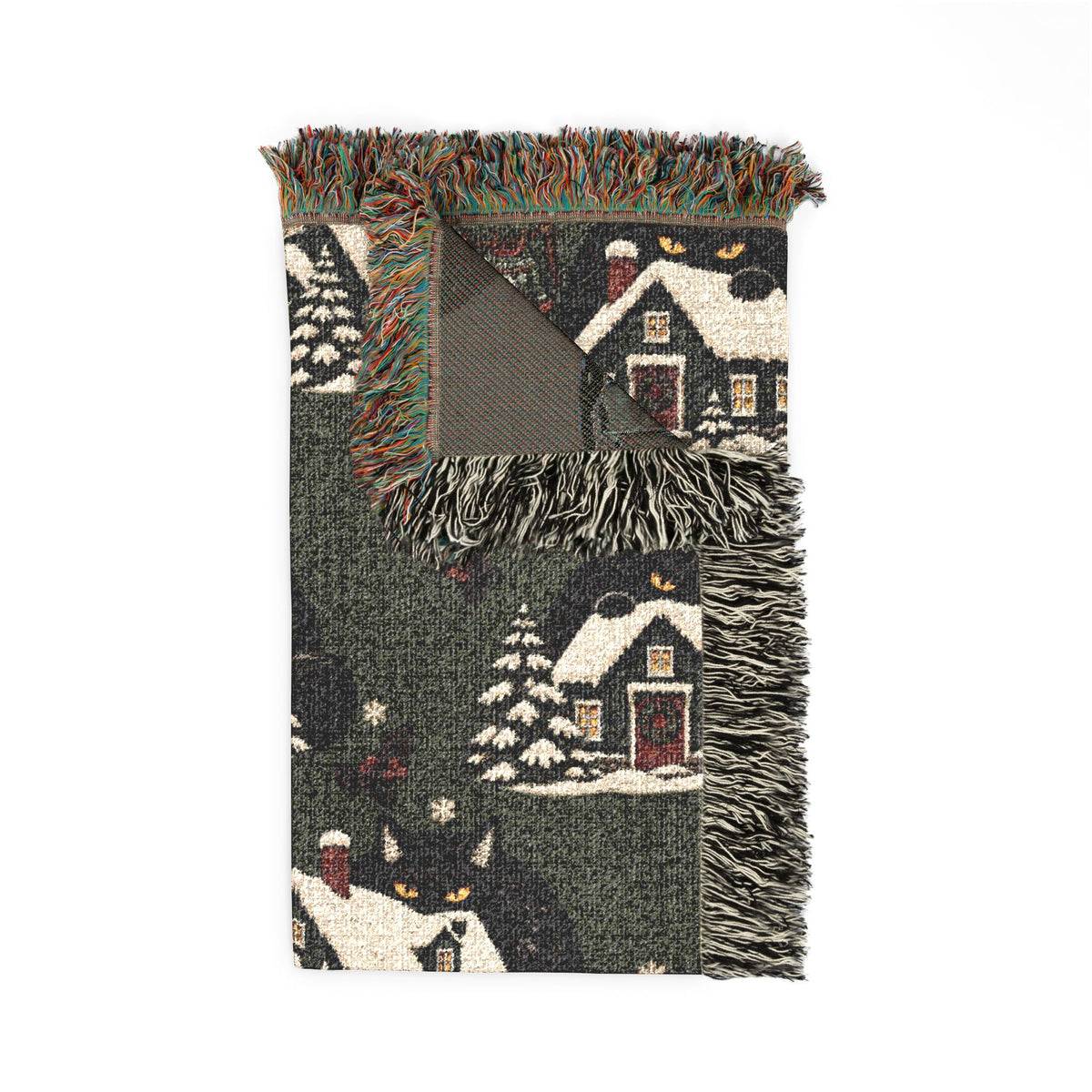 Christmas Yule Cat Woven Blanket, alternate view