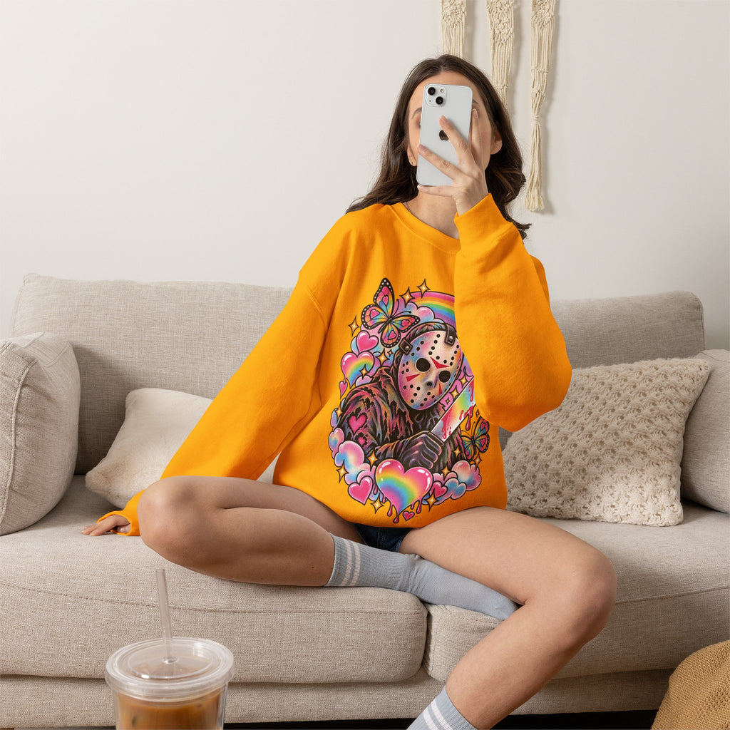 Jason Mask Rainbow Horror Crewneck Sweatshirt