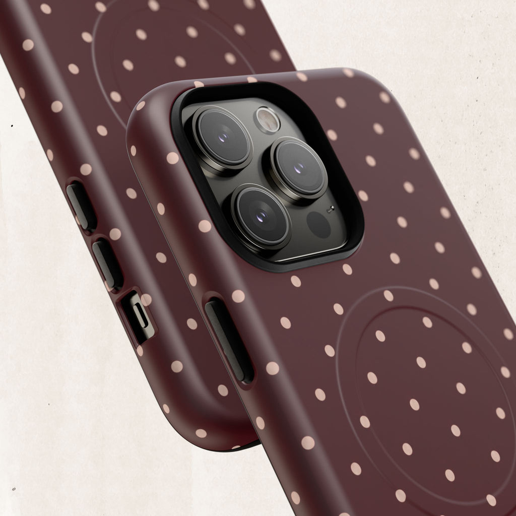 Burgundy Polka Dot Magnetic Phone Case Printify