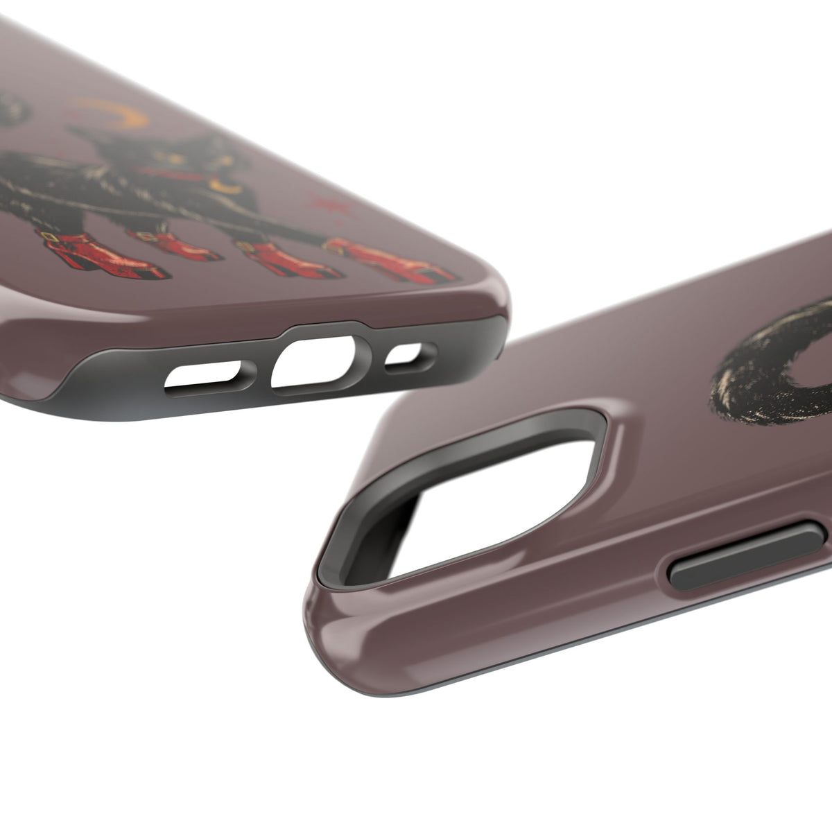 Black Cat in Red Boots MagSafe Phone Case, alternate view