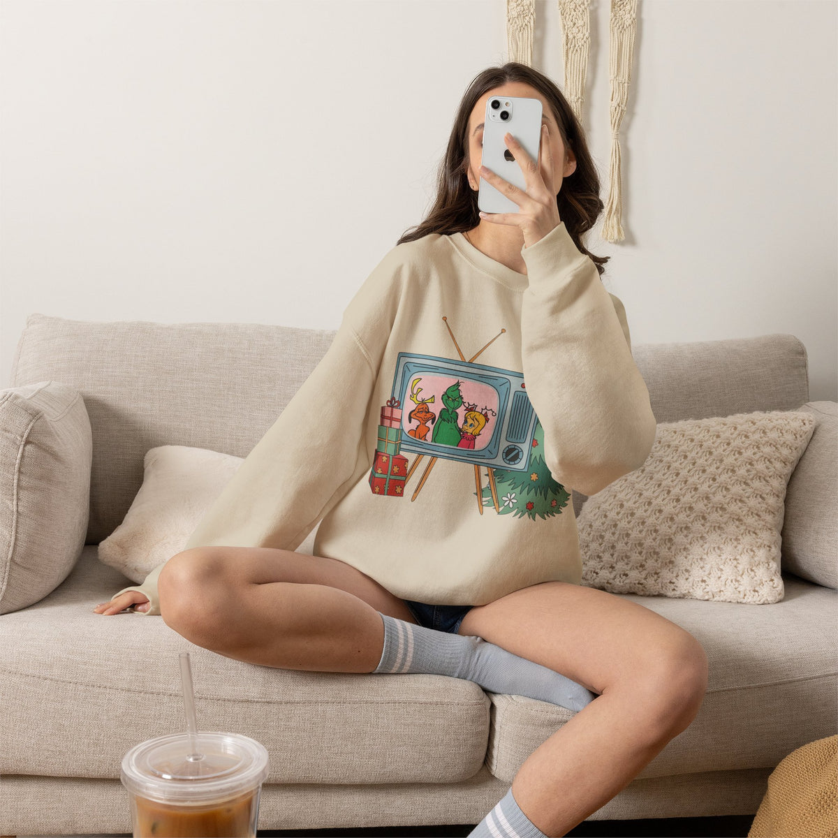 Vintage Christmas TV Sweatshirt, Retro Christmas Crewneck
