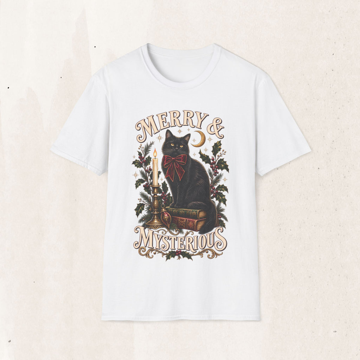 Merry & Mysterious Black Cat Christmas Tee