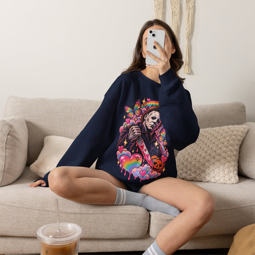 Colorful Michael Myers Horror Heart Crewneck