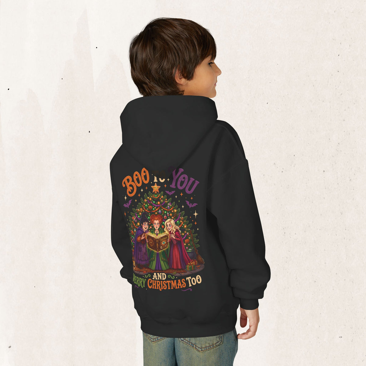Youth Hoodie — “Boo to You and Merry Christmas Too” Sanderson Sisters