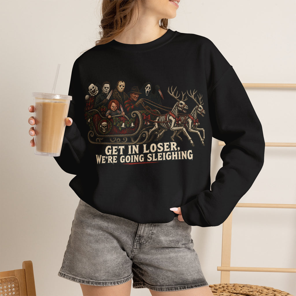Get In Loser, We're Going Sleighing Crewneck Sweatshirt