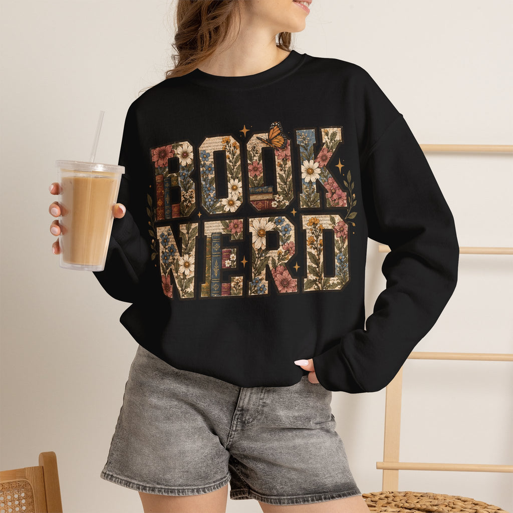 Floral Book Nerd Crewneck Sweatshirt