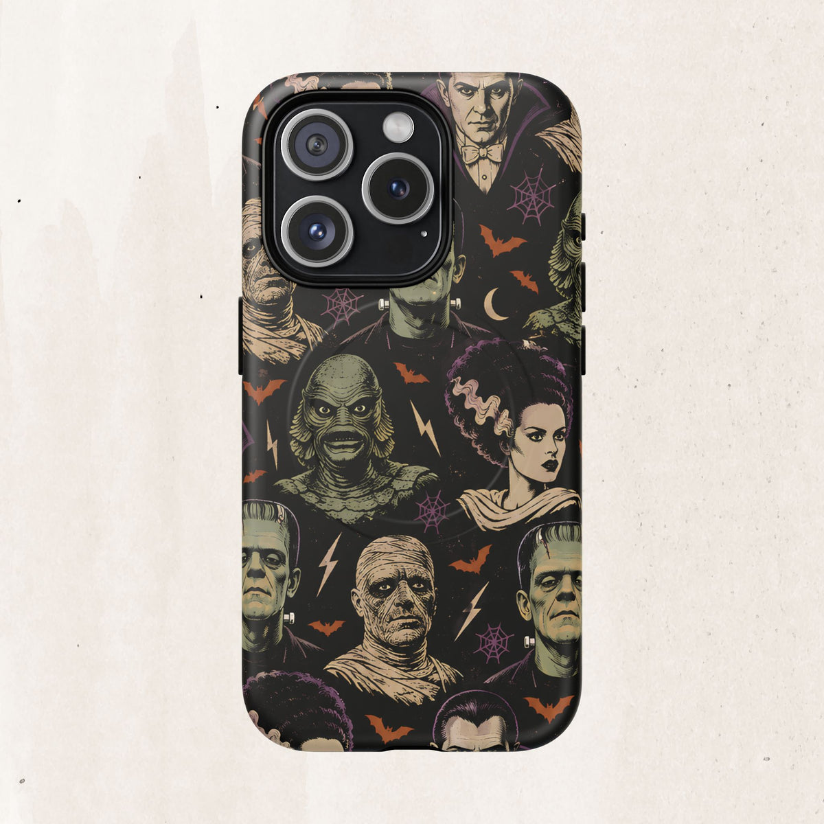Monster Mash Magnetic Phone Case — Retro Classic Horror Collage