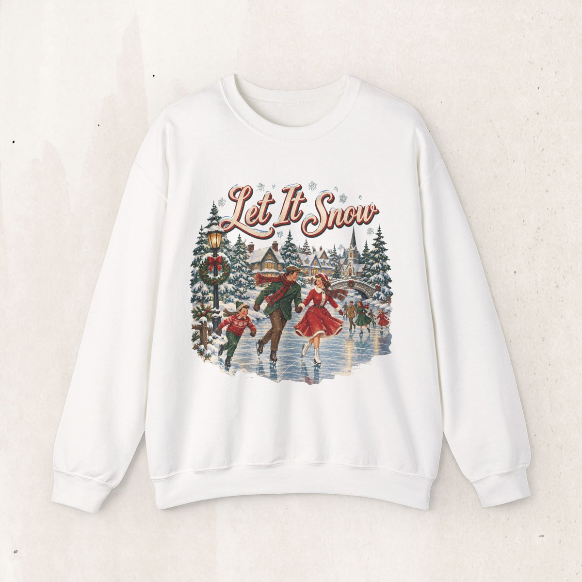 Let It Snow Christmas Sweatshirt, Winter Wonderland Ice Skating Crewneck