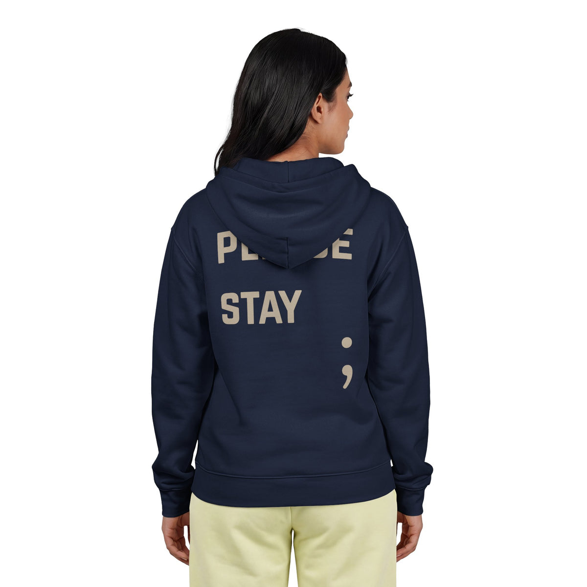 Please Stay; Semicolon Zip Up Hoodie | Suicide Awareness Back Print