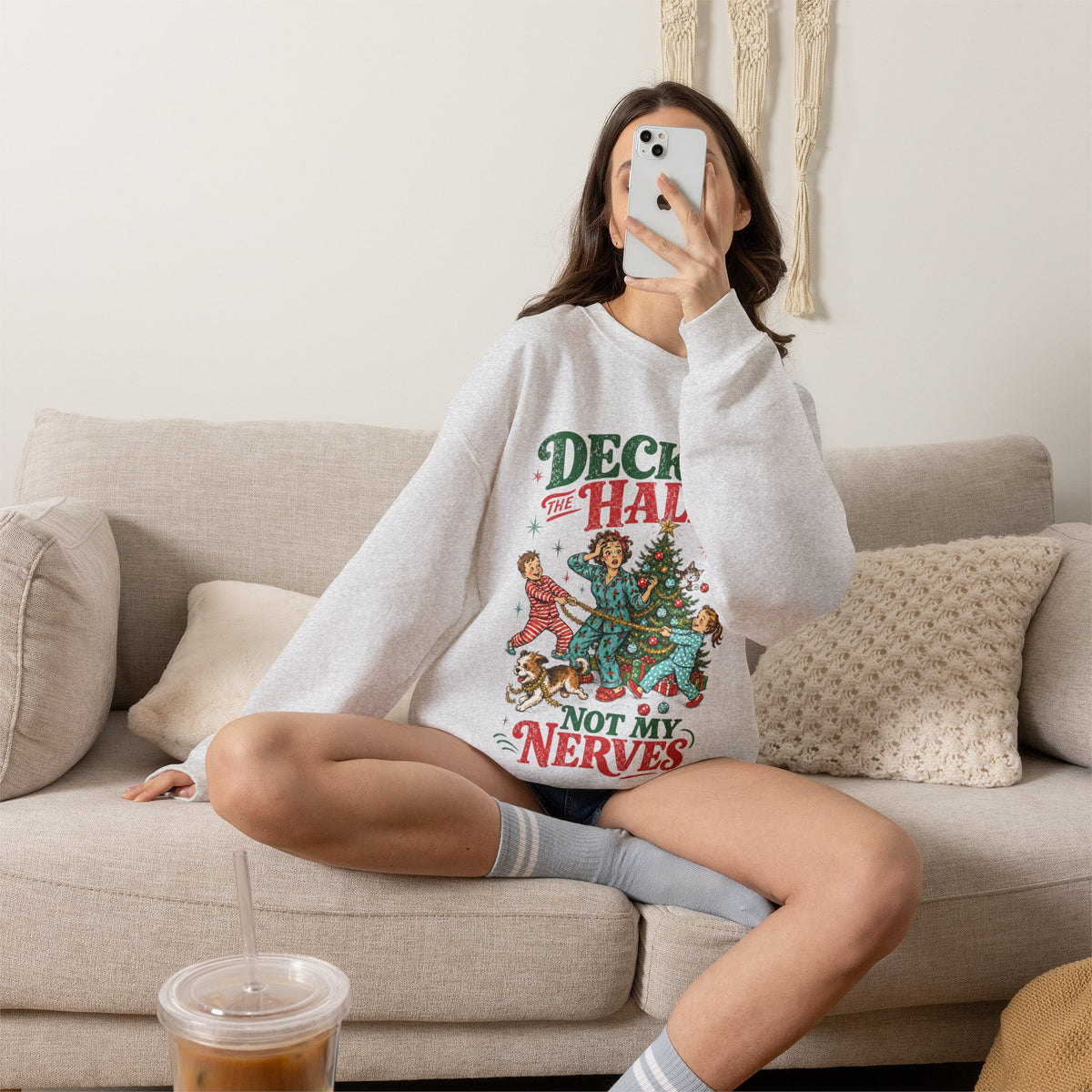 Christmas "Deck the Halls Not My Nerves" Crewneck Sweatshirt