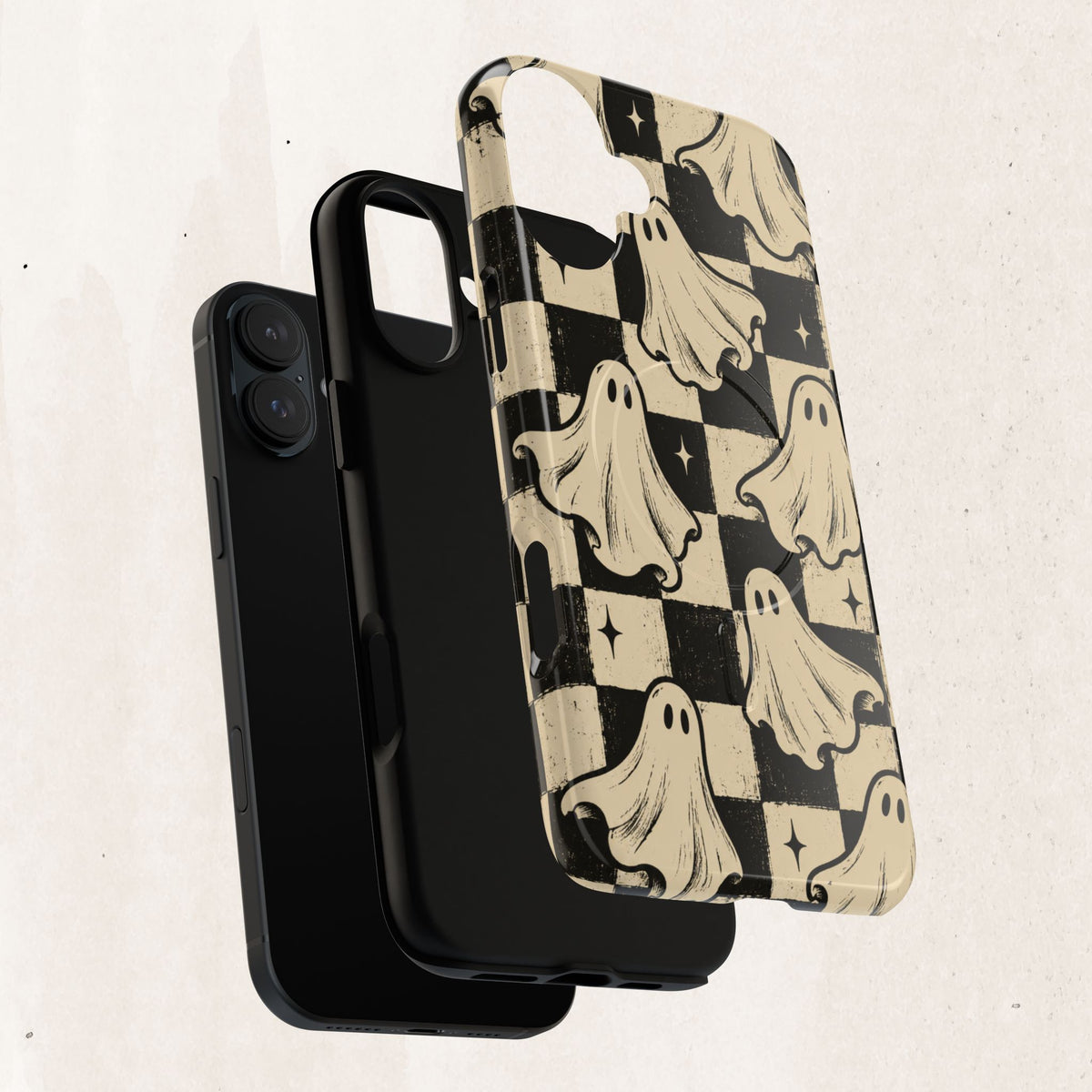 Ghost Checker Tough Magnetic Phone Case — Retro Spooky iPhone Cover Printify