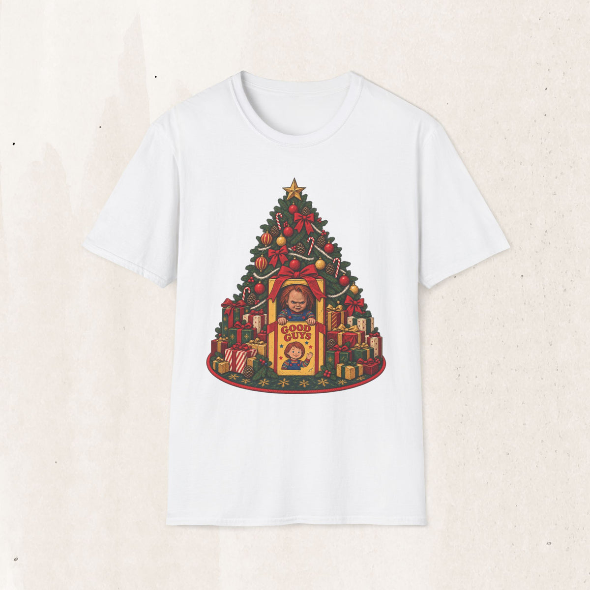 Chucky Christmas Graphic Tee – Creepy Horror Christmas Shirt – White