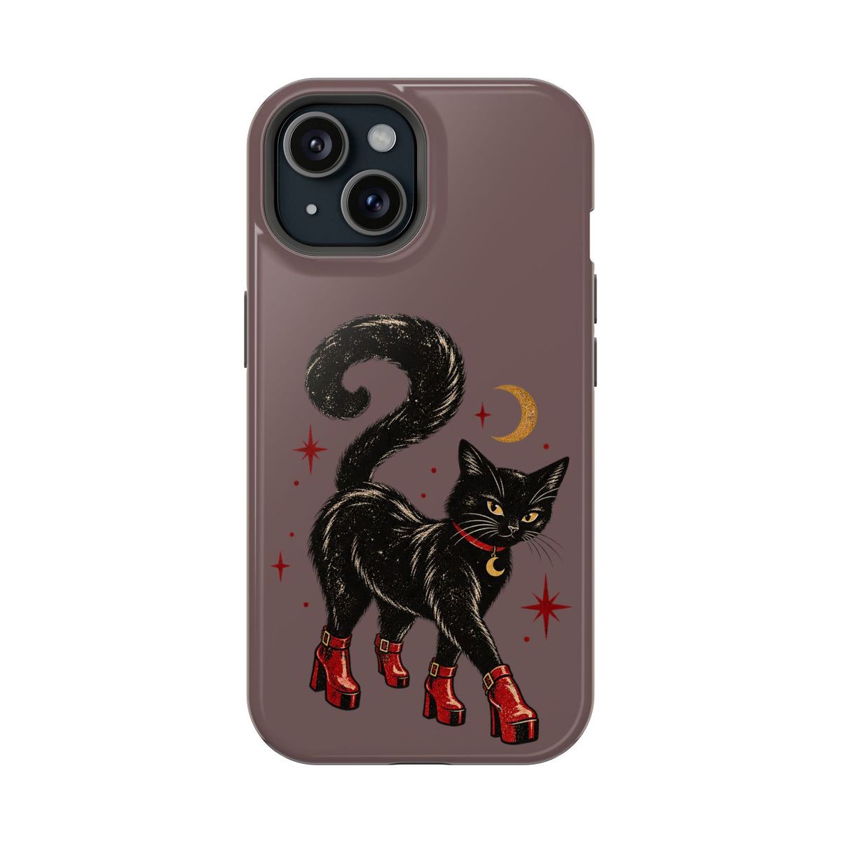 Black Cat in Red Boots MagSafe Phone Case, alternate view