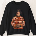 Jason Voorhees Thanksgiving horror crewneck sweatshirt in black by Wicked Thread Society